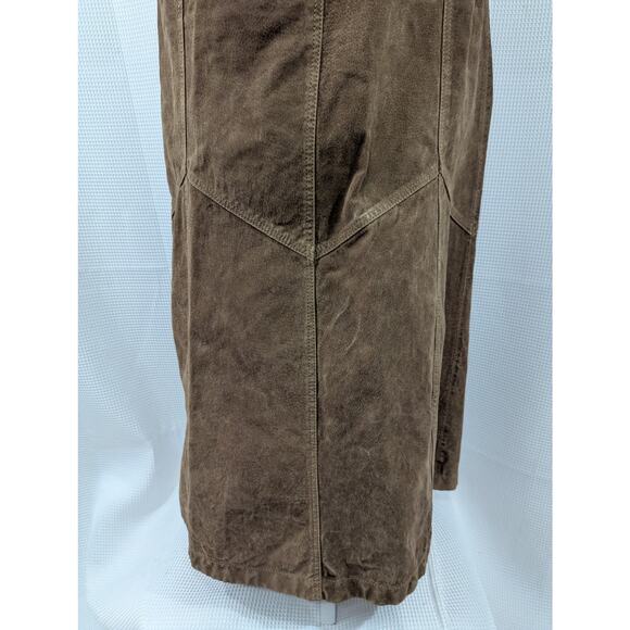 DENIM & CO.! LUXURIOUS TOASTY TAN BROWN GENUINE SUEDE LEATHER SKIRT! SZ M - Picture 4 of 8